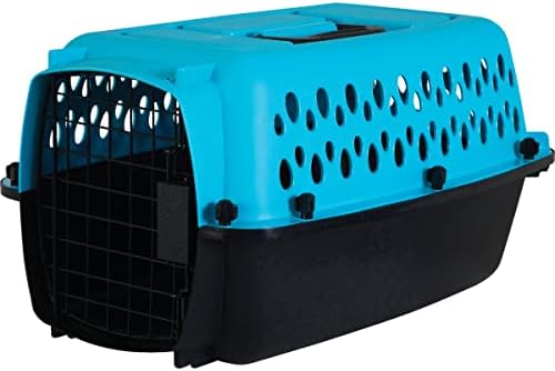 Side angle view of the Petmate small plastic kennel highlighting the ventilation openings.