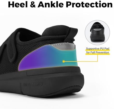 FitVille men's walking shoes in black for swollen feet and neuropathy