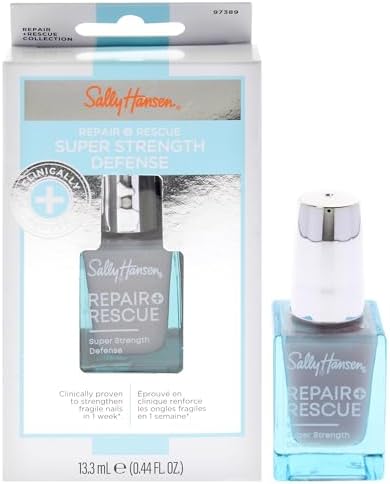 Sally Hansen nail strengthener with Amethyst for brittle nail treatment.