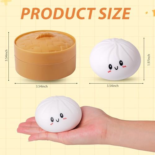 Adult hand squeezing the stretchy dough ball stress relief toy
