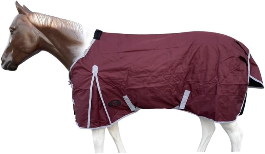 Tech Equestrian equine turnout sheet back angle displaying the integrated tail flap and removable leg straps