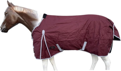 Tech Equestrian equine turnout sheet back angle displaying the integrated tail flap and removable leg straps