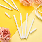Detailed view of the integrated cuticle pusher cap shaping the nail bed area safely.