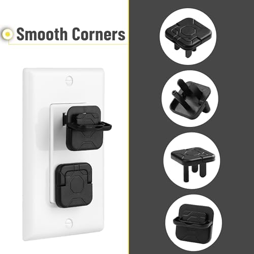 Full set of 10 Bates Choice black electrical outlet covers for home safety