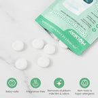 Hypoallergenic unscented detergent tablets for removing milk residue from silicone pump parts.