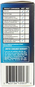 Step by step instructions on the back of Nix lice treatment box.