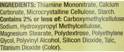 Spring Valley B1 metabolism and nervous system support tablets direction label