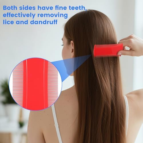 Seven pack of colorful plastic head lice combs for fine hair treatment.