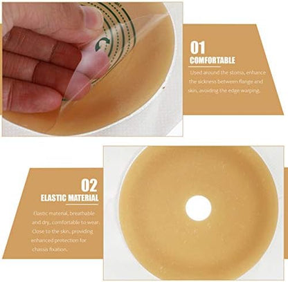 EXCEART stoma base plate showing the protective release paper.
