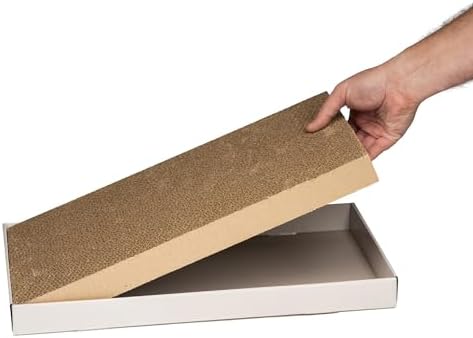 Close-up view of the durable double-sided textured cardboard pattern engineered for feline scratching instincts.