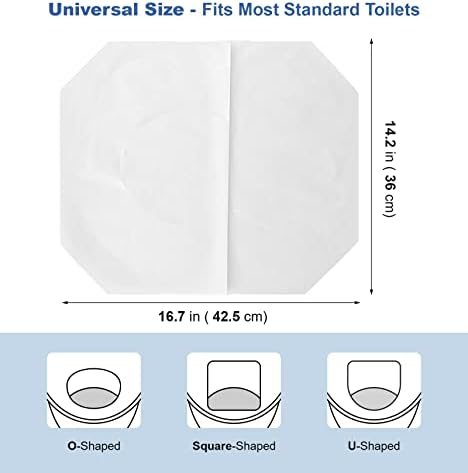 Flushable paper toilet liners being unfolded for public restroom hygiene.