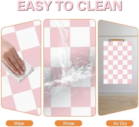 Cat Food Mat - 12"x 20" Cat Dog Mats for Food and Water Bowl, Checkered Pet Placemat Feeding Mat, Non-Slip Under Pet Bowls Mats for Messy Drinkers, Pink & White - Image 6