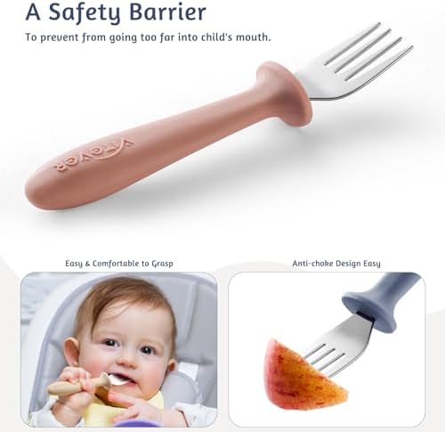 Child using Vitever 6 piece toddler fork set