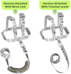 Close up of adjustable safety buckle on toddler leash harness