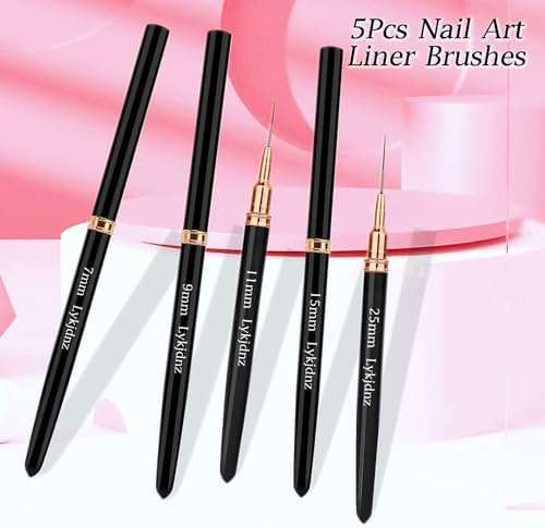 Lykjdnz nail art brush set showing ergonomic handle design.