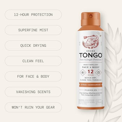 Side view of Grand Tongo DEET-free insect repellent aerosol