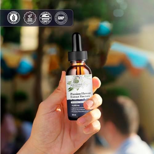 Packaging of Amazing Botanicals Passionflower extract for anxiety and relaxation support.