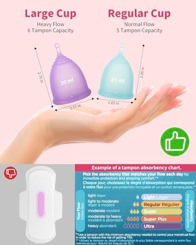 SHKIBY menstrual cup kit including the steamer, two cups, and a black drawstring storage bag.