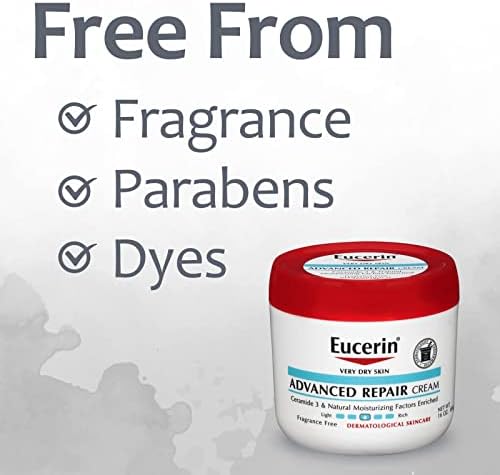 Eucerin Advanced Repair Creme ingredient label 473ml dermatologist recommended