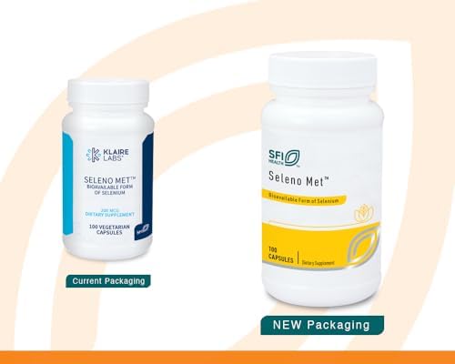 Klaire Labs Seleno Met 100 capsules nutritional facts label showing 200mcg L selenomethionine