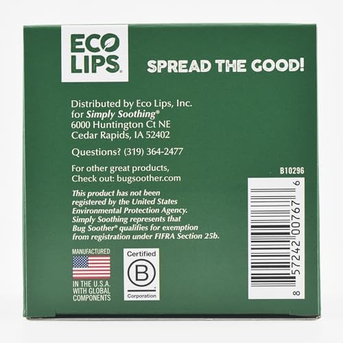 Eco Lips Bug Soother natural essential oil wipes package showcasing the authentic USA imported seal.