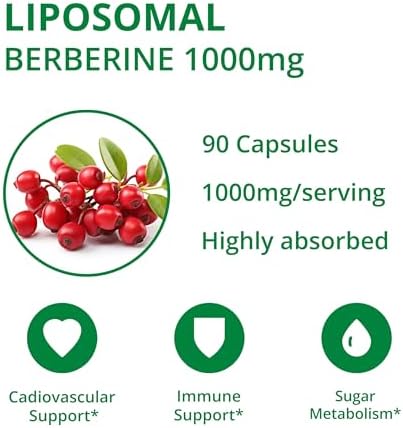 UpNourish liposome encapsulated berberine supplement showing ninety vegan capsules label