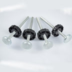 Four piece pack of universal baby gate tension bolts laid out on clean background
