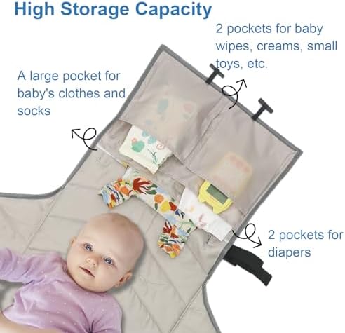 Outtip baby changing mat showing built-in storage pockets and compartments