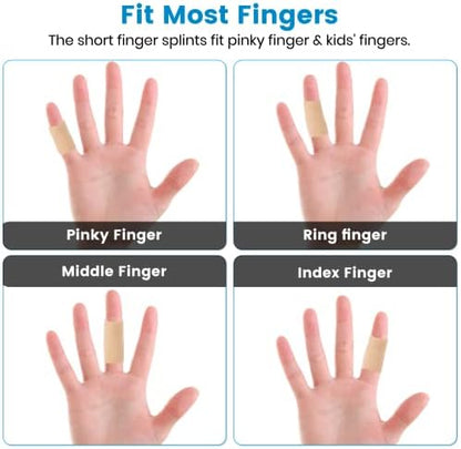 A pack of ten one size beige finger cots displayed neatly on a white surface highlighting the complete set count.