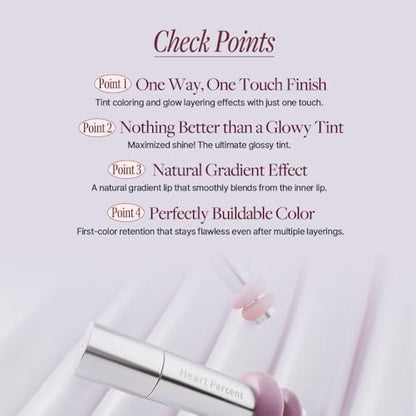 Heart Percent Dote On Mood One Way Glowy Tint, Glass-like High Shine Glossy Finish w/Long-Lasting Luminous Color Lip Stain for Glowy Look, #11.Dawn Mauve - Image 3