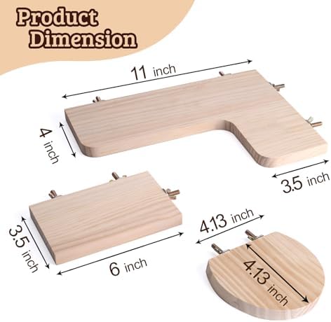 Chinchilla Cage Accessories Hamster Accessories, Chinchilla Toys Wood Platform Dwarf Hamster Cage Board, Chinchilla Cage Sturdy Standing and Jumping Wooden Board for Parrot Cage Rat Cage (Board) - Image 4