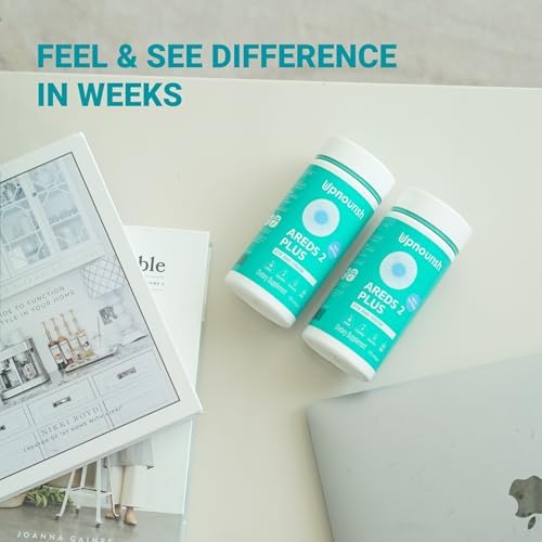 UpNourish AREDS 2 Plus eye vitamin lifestyle and product display
