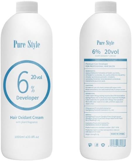 Side profile of PureStyle hair developer bottle showing 1000ml size