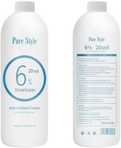 Side profile of PureStyle hair developer bottle showing 1000ml size