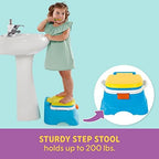 Easy-clean waste cup being removed from potty chair