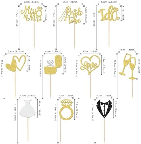Gold glitter diamond ring bridal shower cupcake picks
