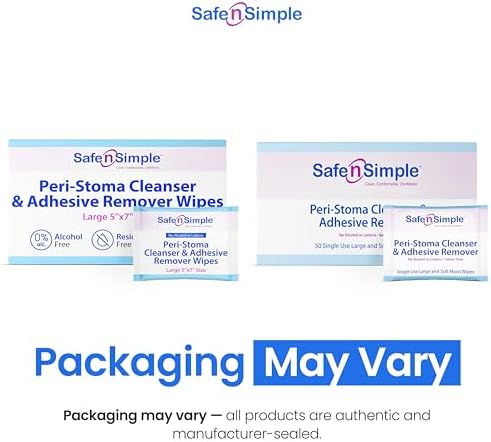 Safe n' Simple alcohol-free stoma wipes for sensitive skin care.