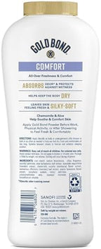 Gold Bond anti chafing body powder container demonstrating clean fresh scent variant