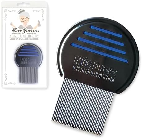 Lice Queen Professional Stainless Steel Lice and Nit Comb front view for head treatment.