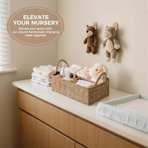 Luxury rattan baby nursery storage basket with 3 compartments