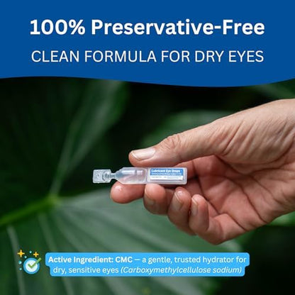 Close up of Rain single use preservative free vials for portable eye care