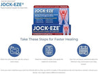 Authentic JOCK-EZE soothing groin rash relief cream box displaying ingredient checklist and expiration date.
