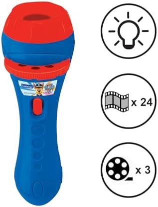 Three included Paw Patrol slide discs showing individual image slots for bedtime stories