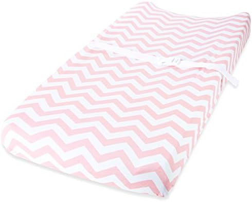 Cuddly Cubs jersey cotton changing table sheets in pink bow design