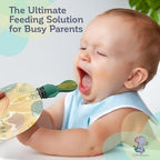 Little Whispers portable baby food dispensing spoons packed securely inside the hygienic clear travel storage case