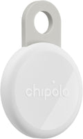 Chipolo Loop rechargeable bluetooth tracking tag front view in chalk white.