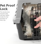 IRIS USA pet travel carrier fold-down handle detail demonstrating ergonomic and portable carrying.