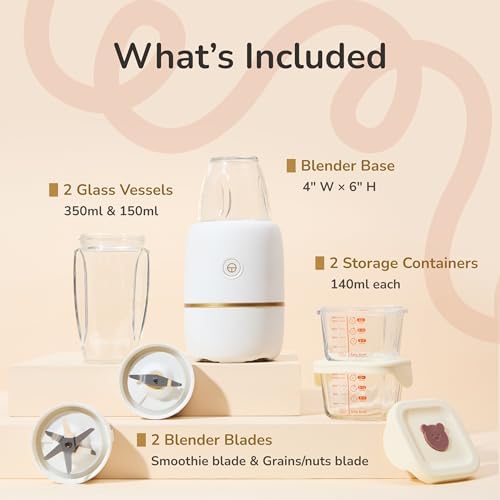 Compact baby bullet puree blender showing six leaf blade attachment.