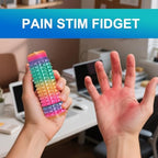 Close up view of the hard plastic spikes on the cylindrical pain stim tool