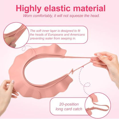 Close up view of the secure adjustable buckle mechanism on baby shower cap.
